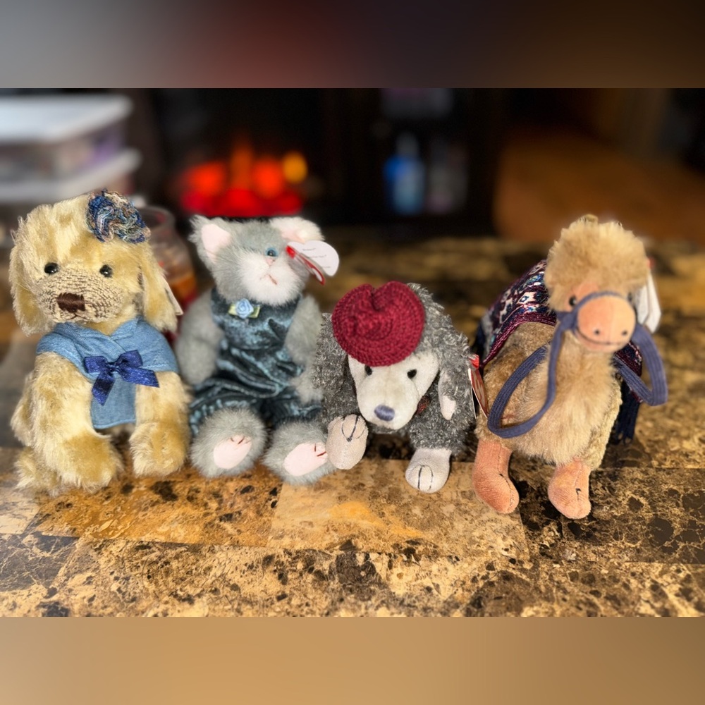 🐾 TY Attic Treasures Lot of 4 – Carey, Whiskers, Cheri & Lawrence Plush